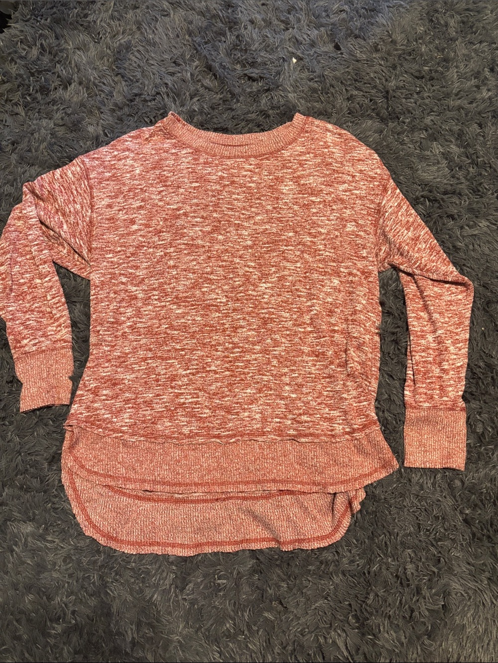 Knox Rose Marled Coral Scoop-Hem Crewneck Sweater